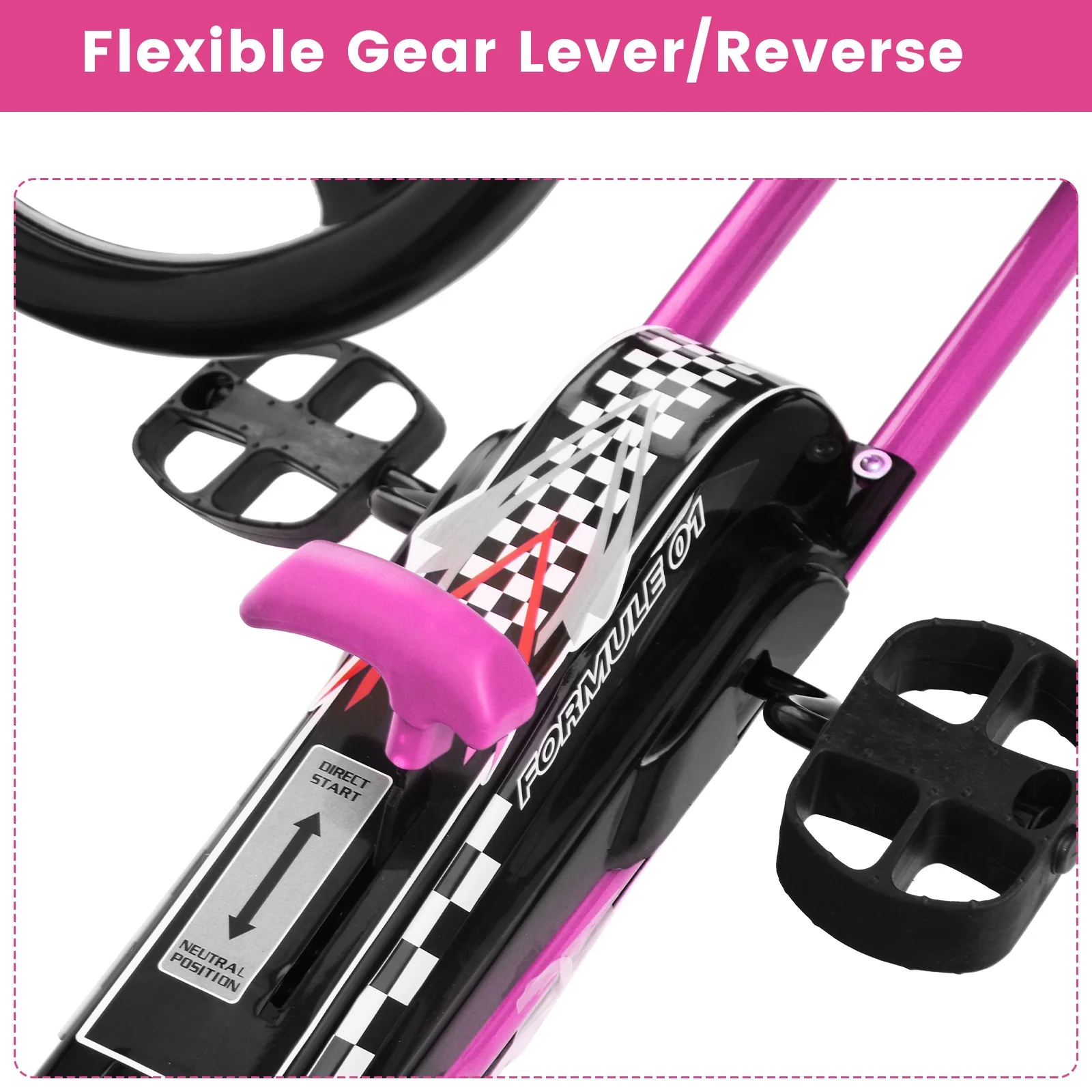 Kids 4-Wheel Pedal-Powered Ride-On Kart with Adjustable Seat Pink - Image 5