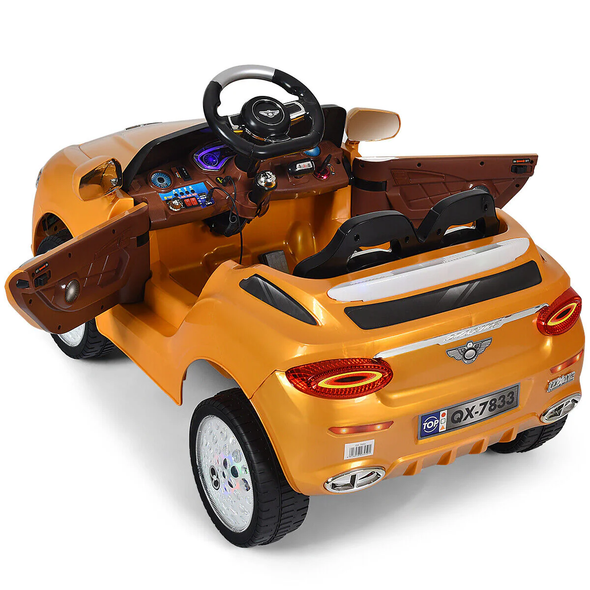Gold 6V Kids Ride On Car with RC Remote Control, MP3 Player, and Opening Doors - Image 8