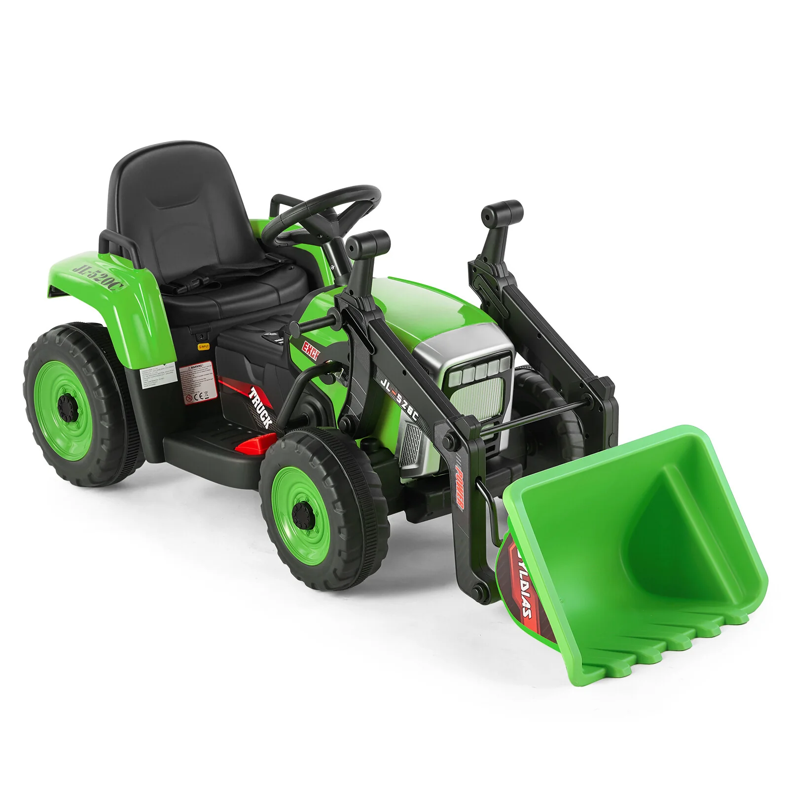 12V Green Electric Ride-On Excavator with Remote Control for Kids - Image 20