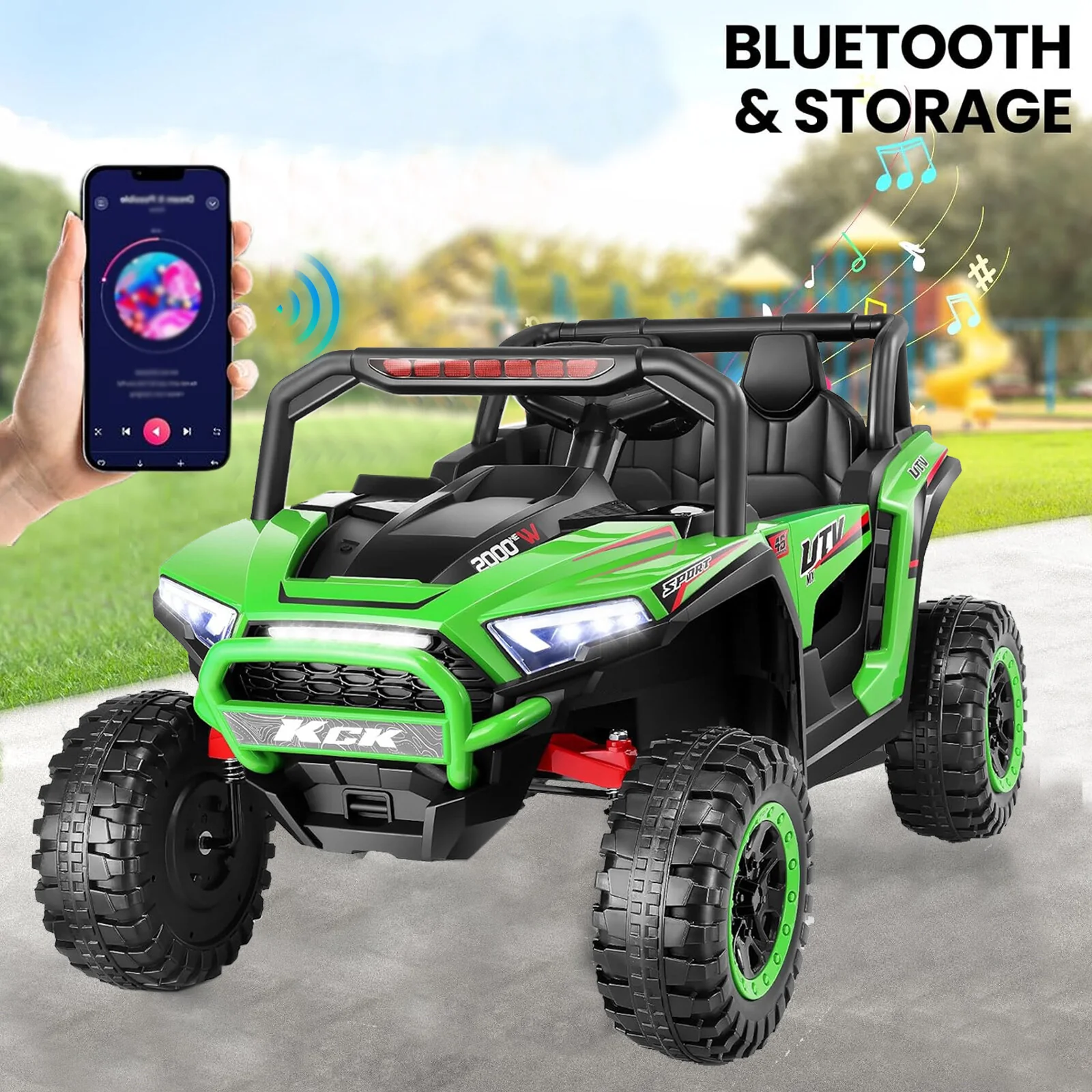24V Green Electric Kids Ride-On UTV Car 4-Wheeler Off-Road with Remote Control - Image 10