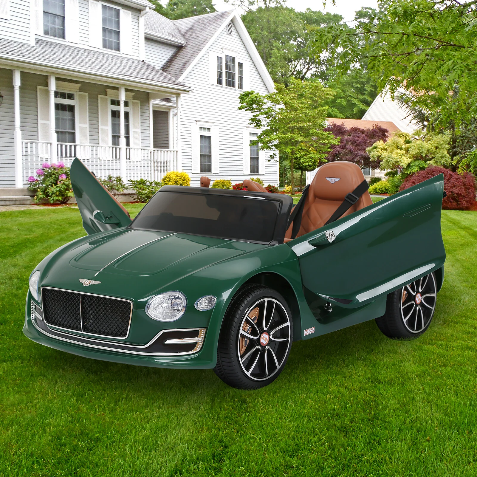 Green Bentley-Style 12V Electric Ride-On Toy Car with Remote Control - Image 13