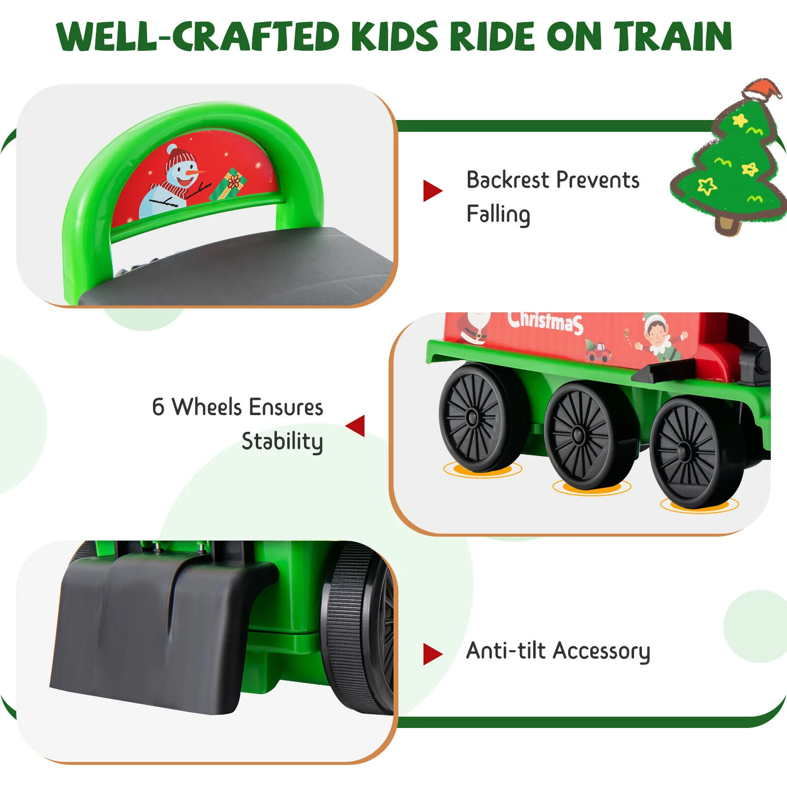 Green Electric Kids Train Toy with Unique Design and Stickers - Image 10