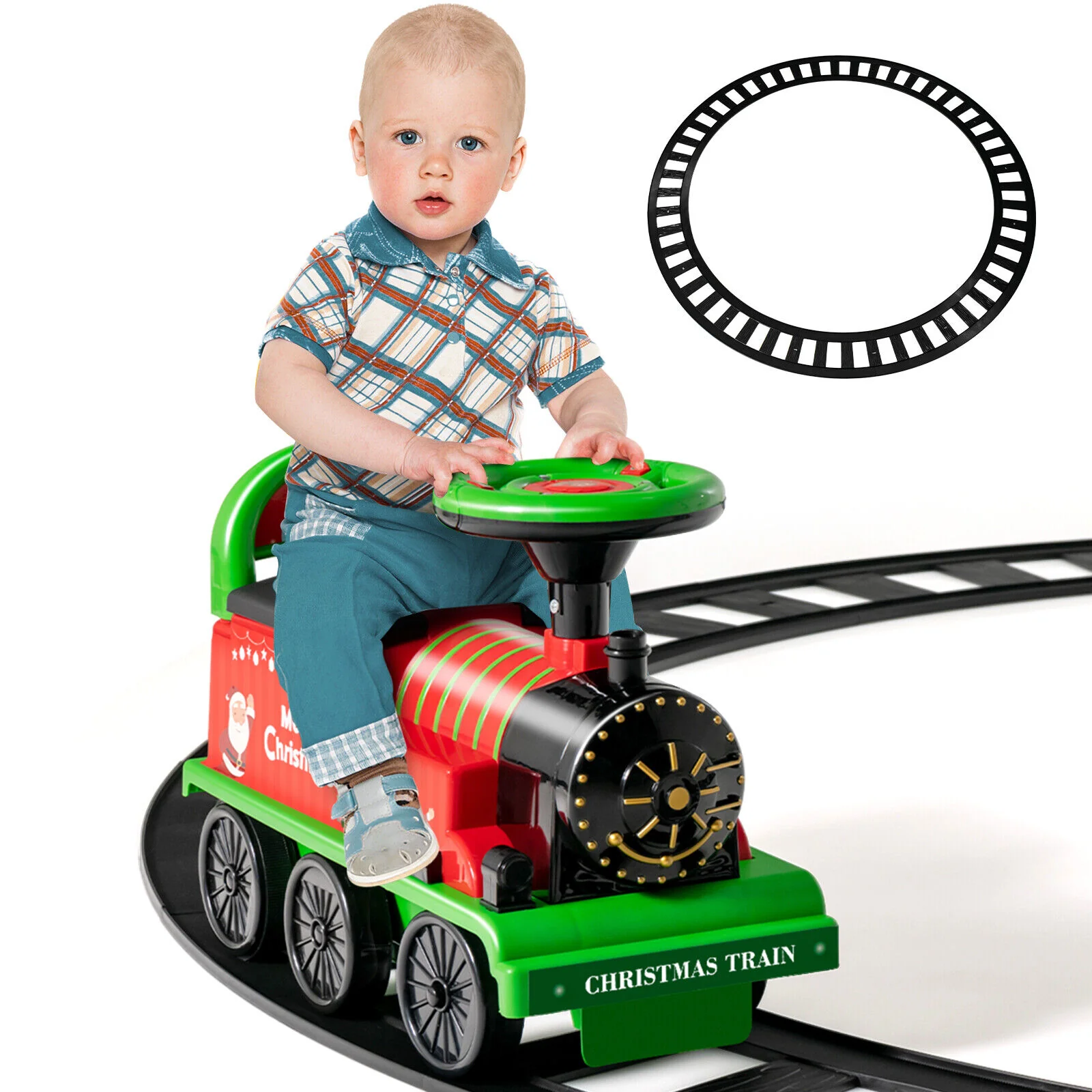 Green Electric Kids Train Toy with Unique Design and Stickers - Image 11
