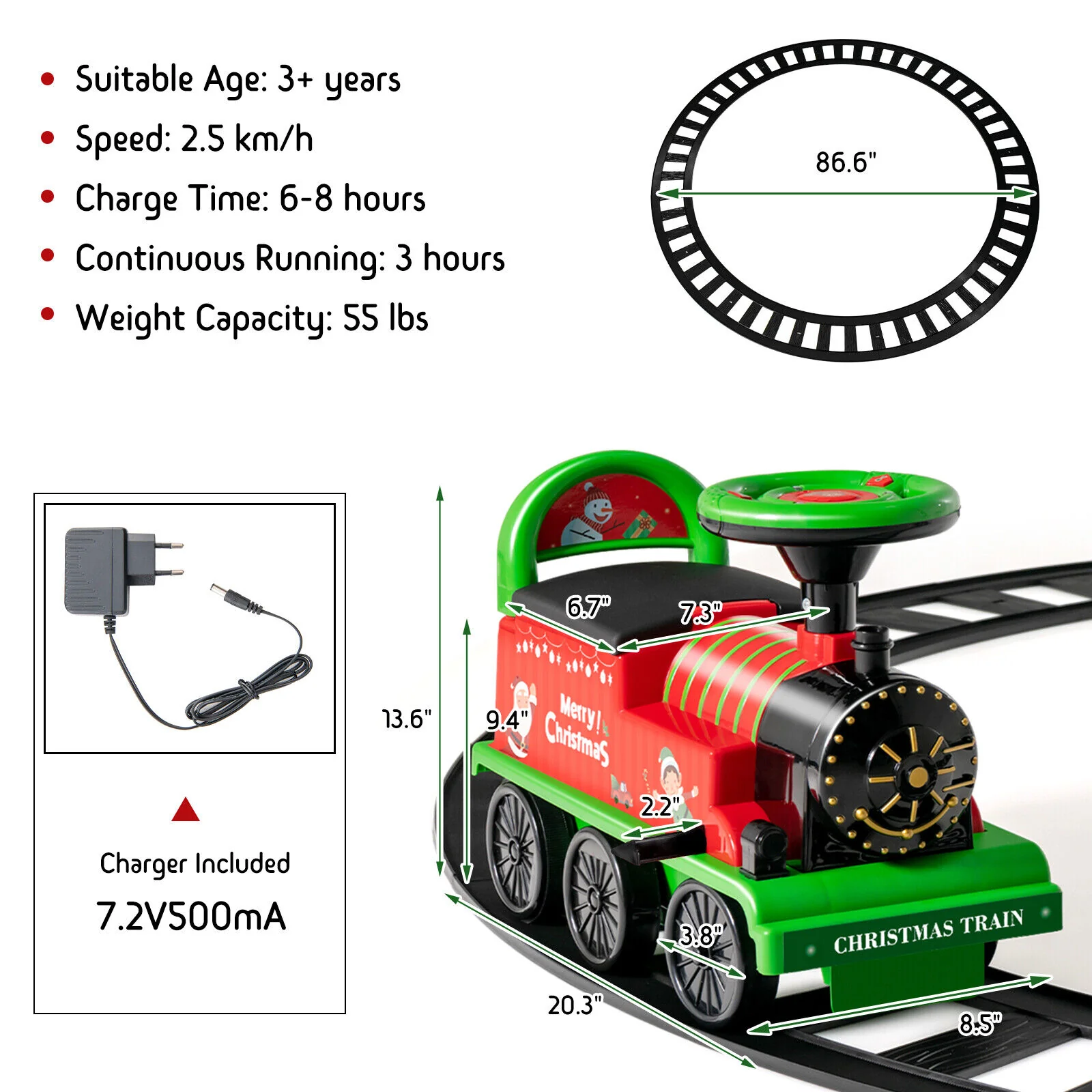 Green Electric Kids Train Toy with Unique Design and Stickers - Image 2