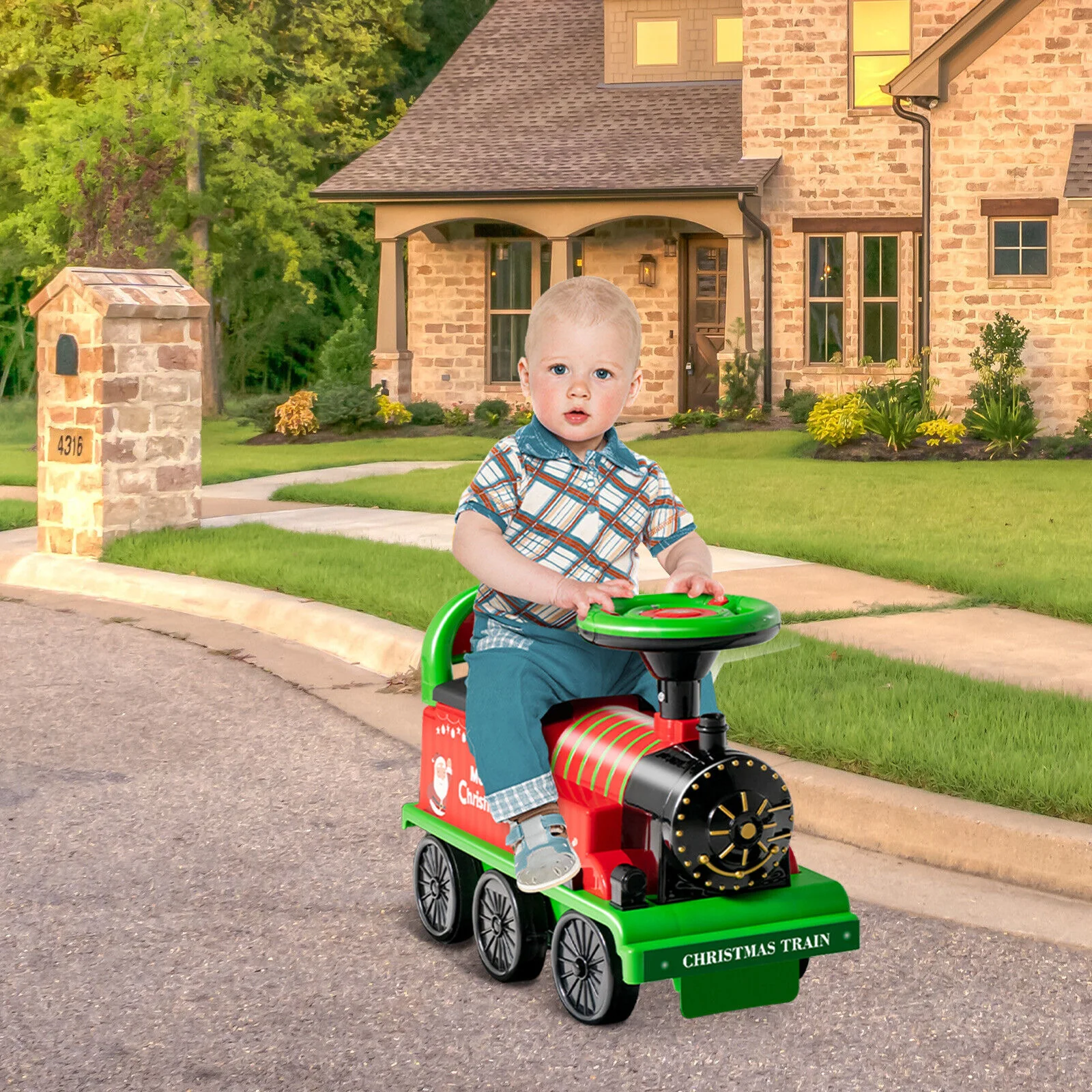 Green Electric Kids Train Toy with Unique Design and Stickers - Image 4