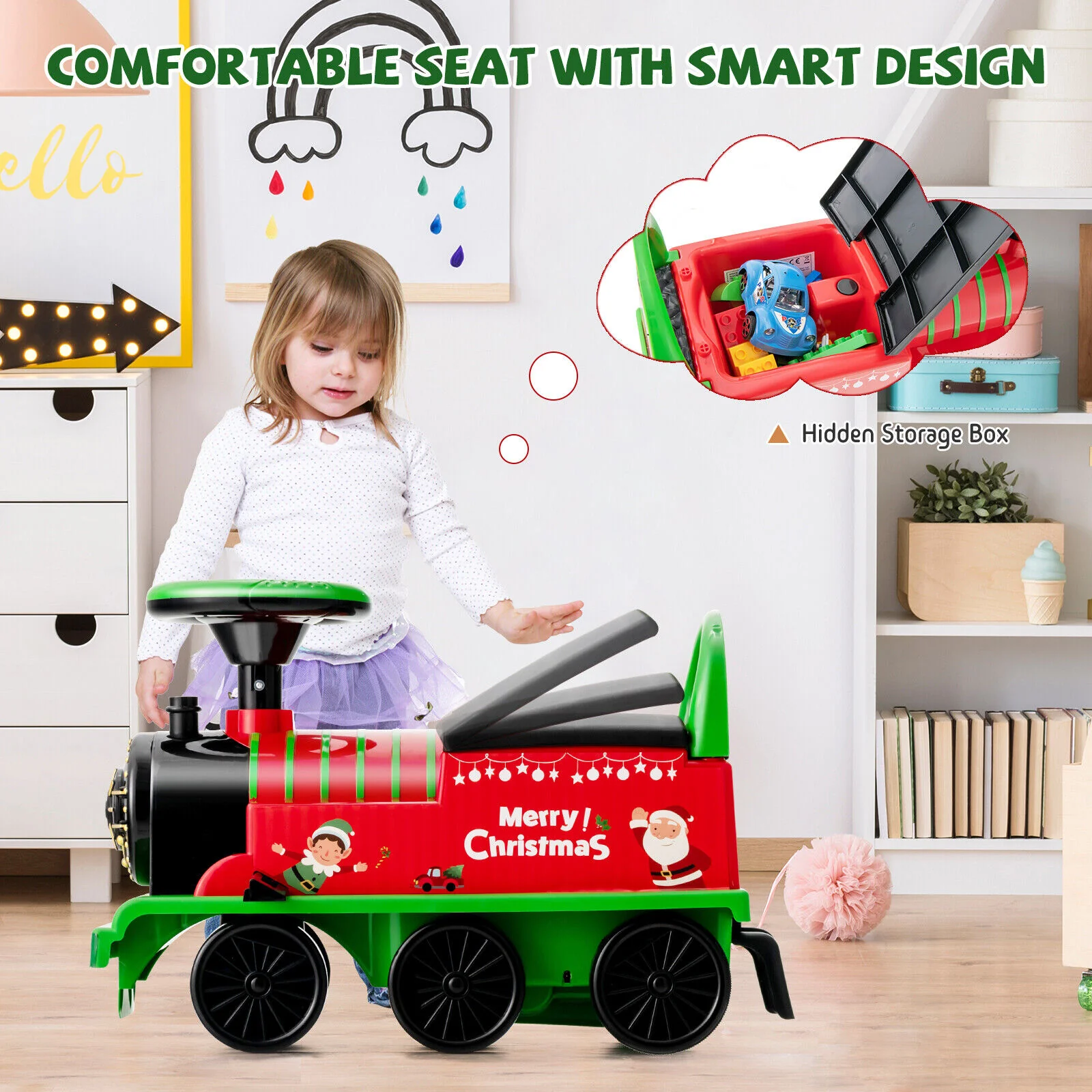 Green Electric Kids Train Toy with Unique Design and Stickers - Image 5