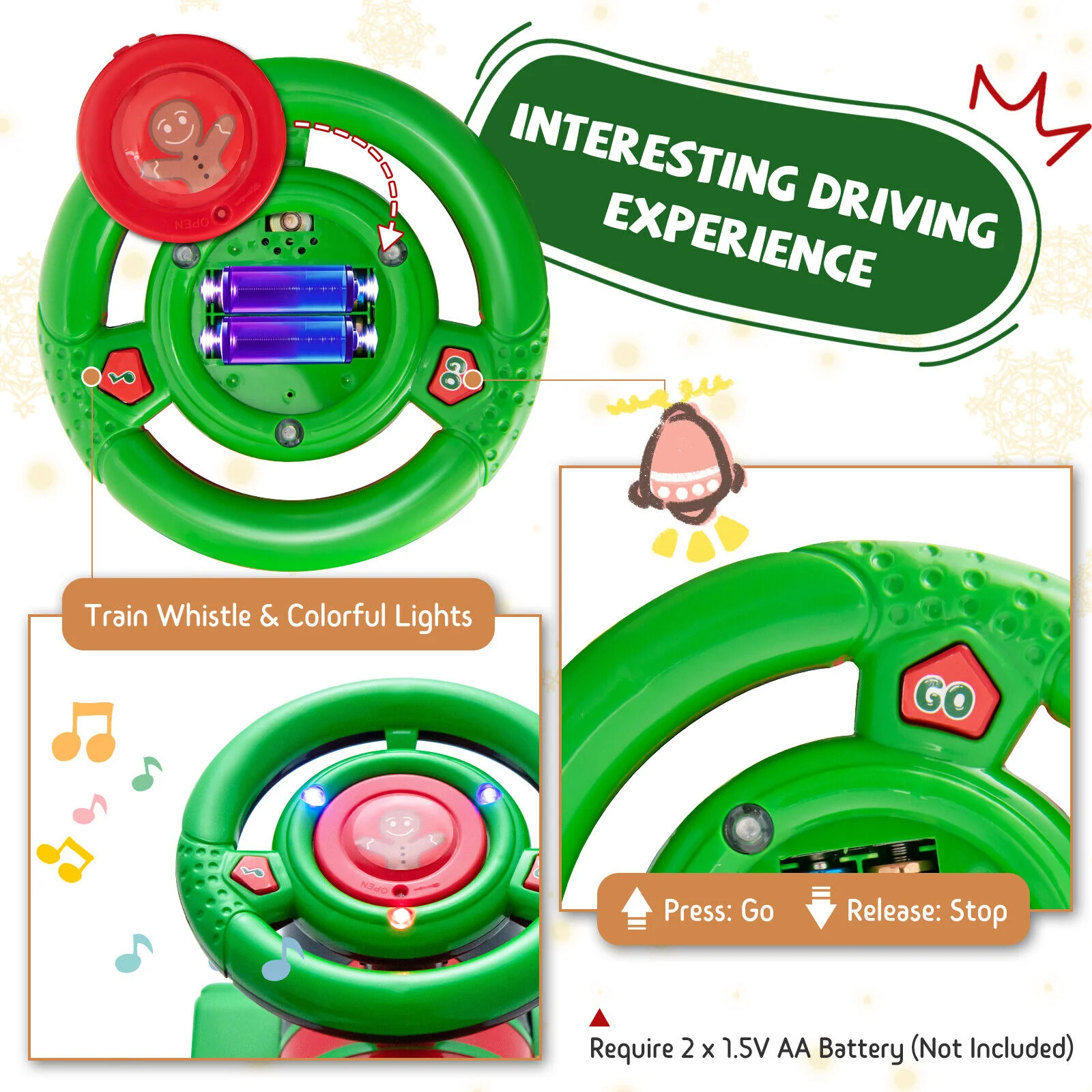 Green Electric Kids Train Toy with Unique Design and Stickers - Image 7