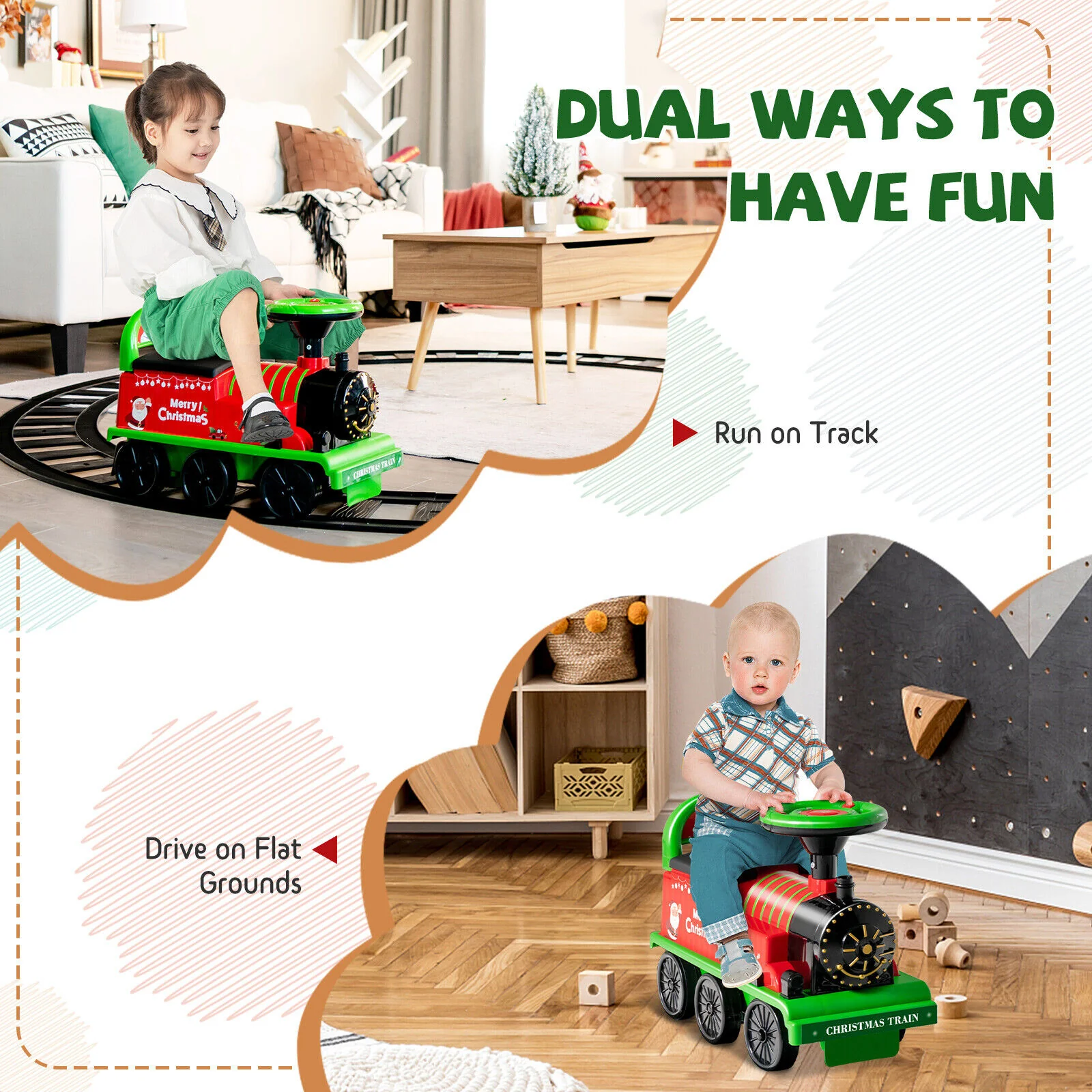 Green Electric Kids Train Toy with Unique Design and Stickers - Image 8