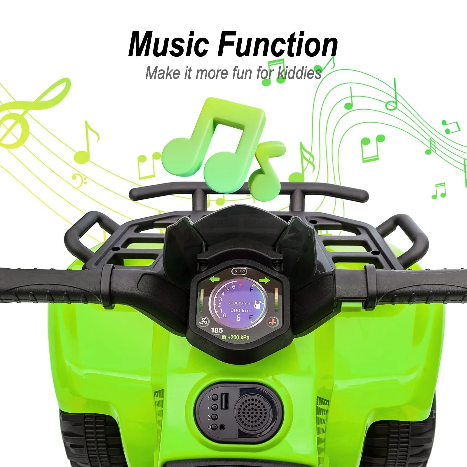 Green Hikiddo Kids ATV 6V Ride On Toy Car with Music for Toddlers - Image 3