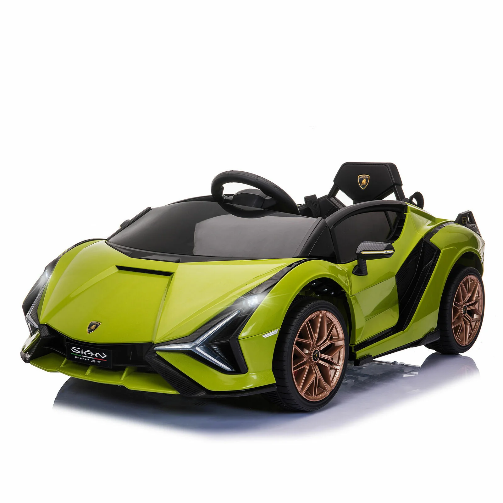 Green Lamborghini SIAN 12V Kids Ride On Car with Remote Control - Rechargeable Toy - Image 11