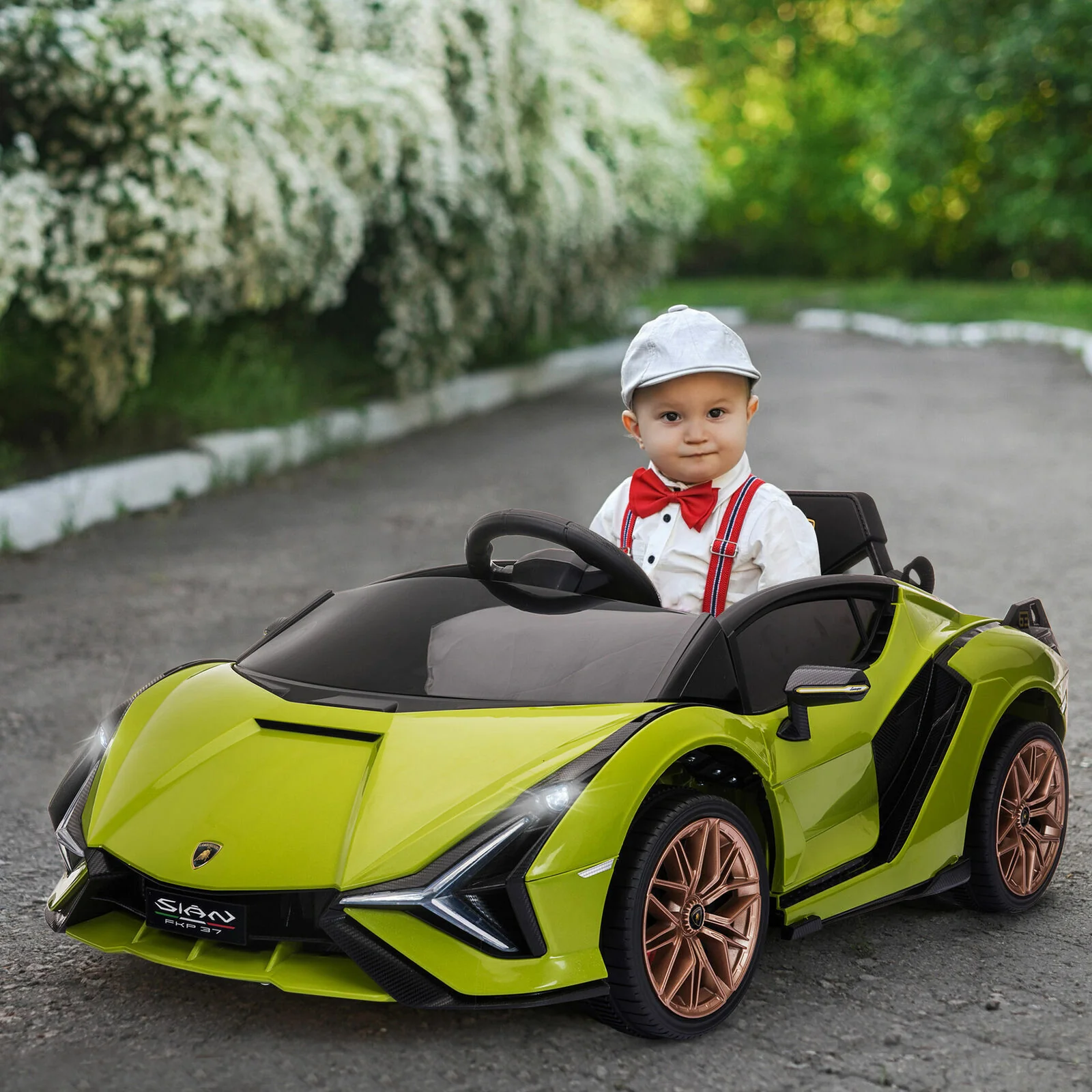 Green Lamborghini SIAN 12V Kids Ride On Car with Remote Control - Rechargeable Toy - Image 2