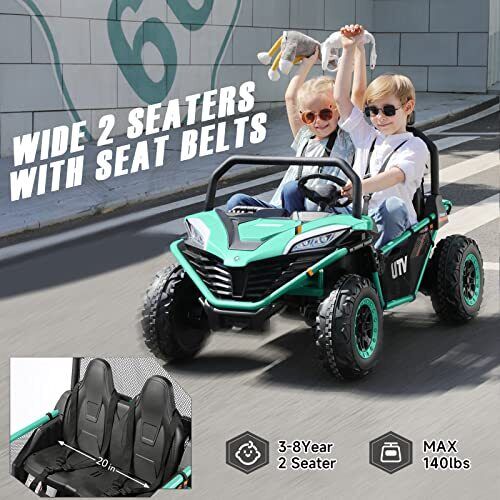 Green Off-Road UTV Electric 2-Seater XL Ride-On Car for Children - 12V Powered - Image 2