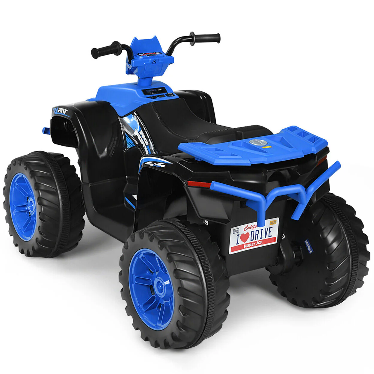 Gymax 12V Electric Kids ATV 4-Wheeler Quad with Music and LED Lights in Navy - Image 6