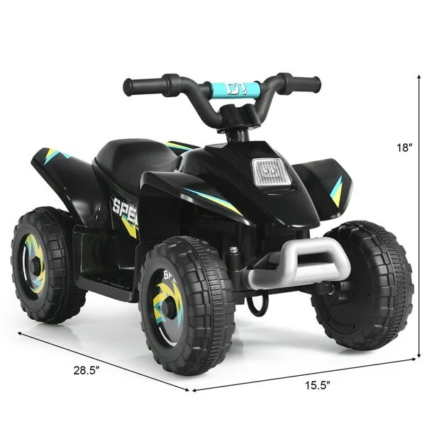 6V Black Electric Quad ATV Ride-On for Kids - Image 3