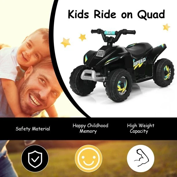 6V Black Electric Quad ATV Ride-On for Kids - Image 4