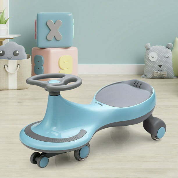 Gymax Kids' Blue Wiggle Car with Flashing Wheels - Fun Ride-on Toy for Toddlers and Kids - Image 5