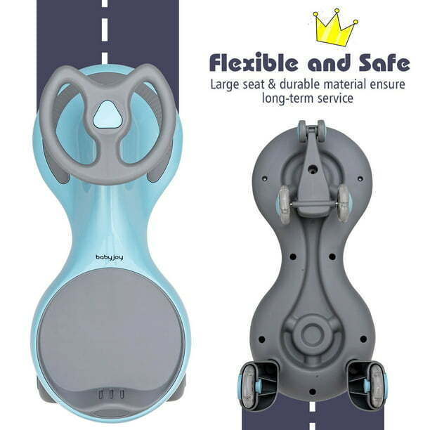 Gymax Kids' Blue Wiggle Car with Flashing Wheels - Fun Ride-on Toy for Toddlers and Kids - Image 7