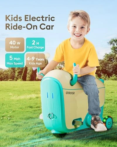 GYROOR GNU BLUE KIDS ELECTRIC 2-IN-1 RIDE-ON CAR WITH FLASHING WHEELS - Image 2