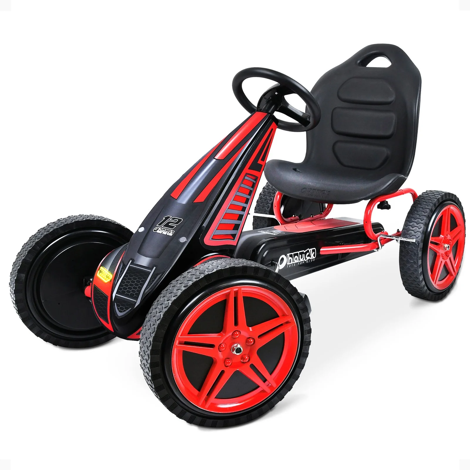 Hurricane Racing Go Kart with Low Profile Rubber Tires and Handbrake Design in Red - Image 11