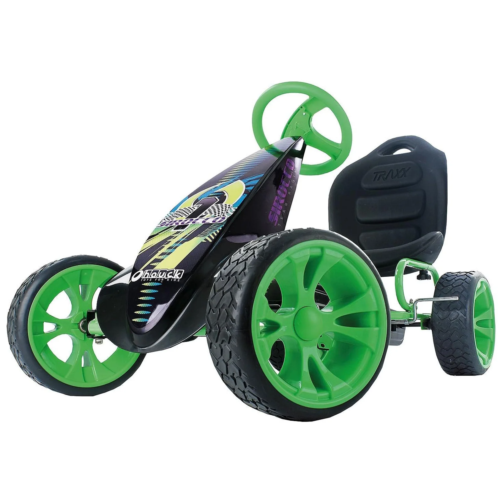 Sirocco Racing Clutch-Free Go-Kart with Low Profile Rubber Tires in Green - Image 6