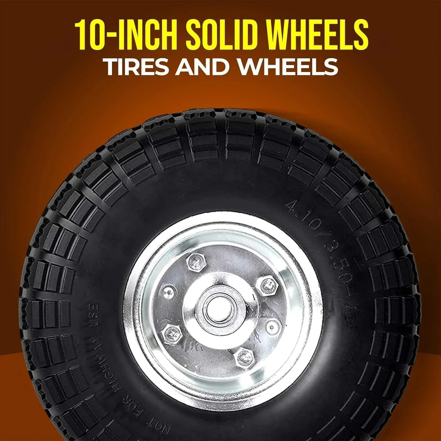10-Inch Heavy-Duty Solid Rubber Replacement Tire for Dolly and Wheelbarrow - Image 6