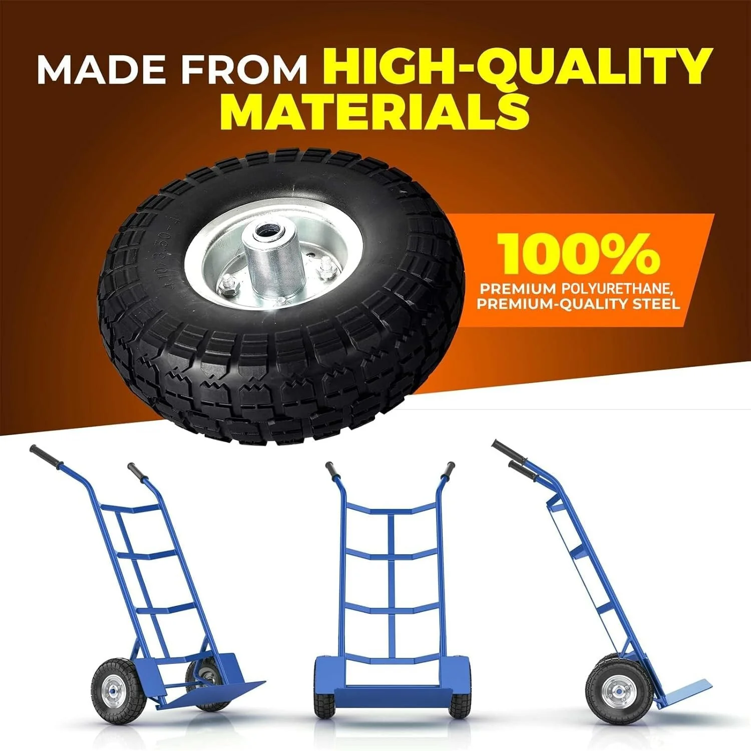 10-Inch Heavy-Duty Solid Rubber Replacement Tire for Dolly and Wheelbarrow - Image 7