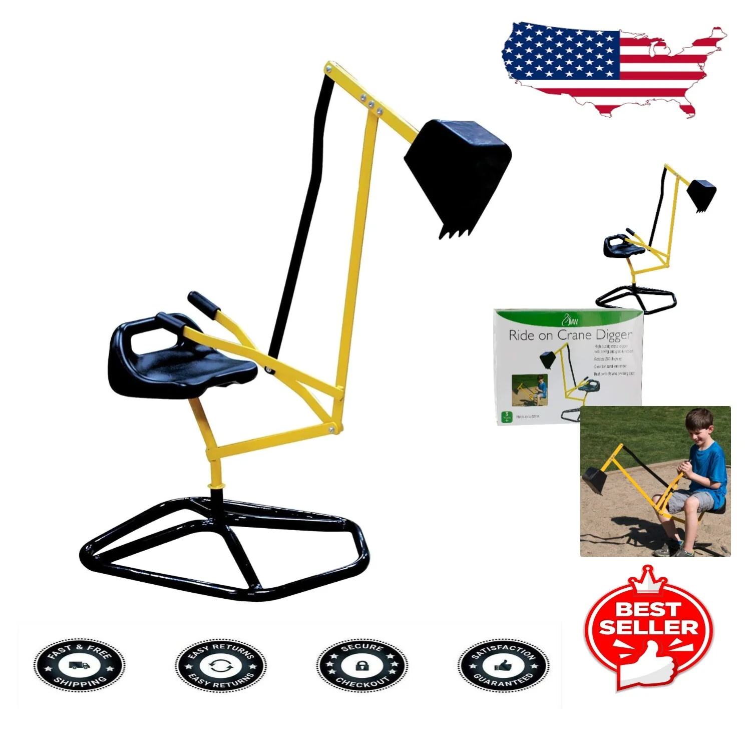 Sturdy Kids Excavator Toy with Swing Arm and Grabber Function – Ideal Birthday Gift - Image 7