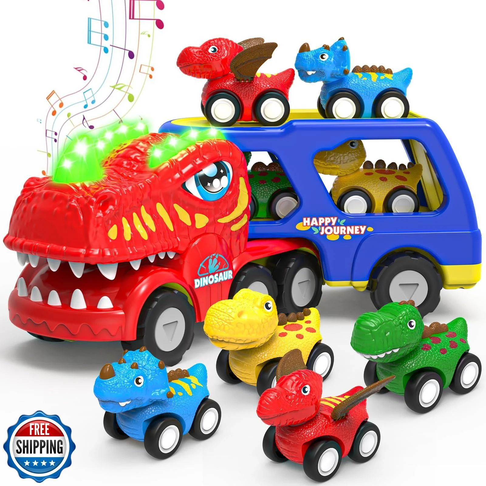 5-in-1 Toddler Dinosaur Vehicle Toy for Boys Ages 1-5 Years