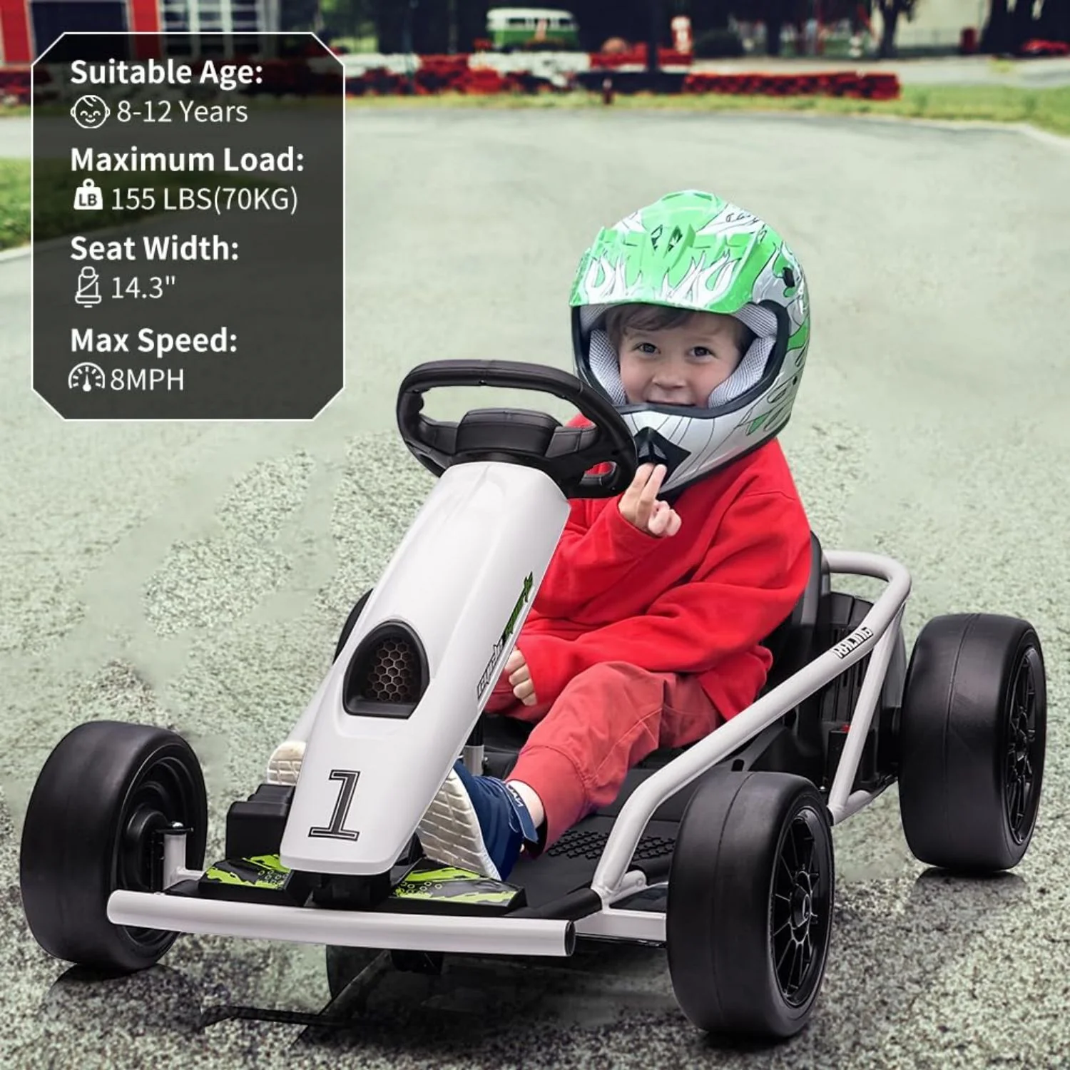 High-Speed Drifting Go Kart for Kids 8-12 Years - 24V Electric Ride-On with 8MPH Top Speed and Adjustable 14.3 Seat - Image 4