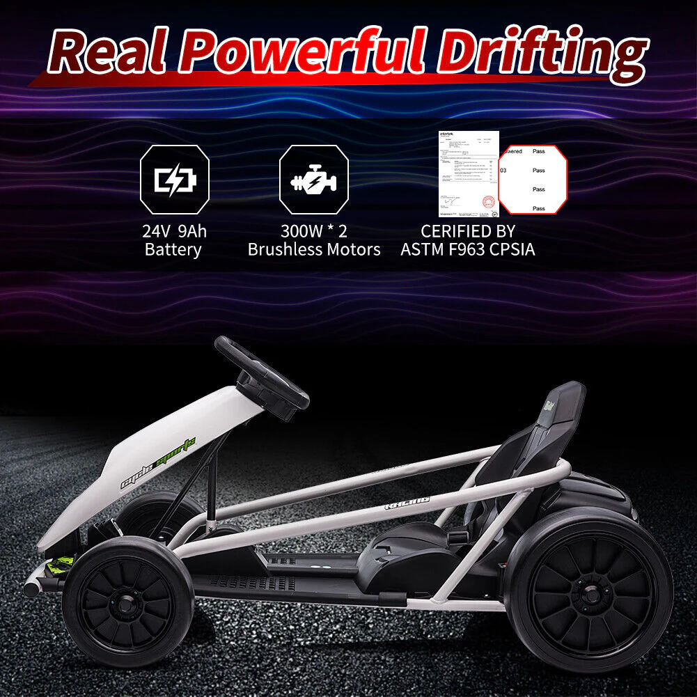 High Speed Drifting Go Kart for Kids with Slow Start Function - 8MPH, 300WX2 - Image 7