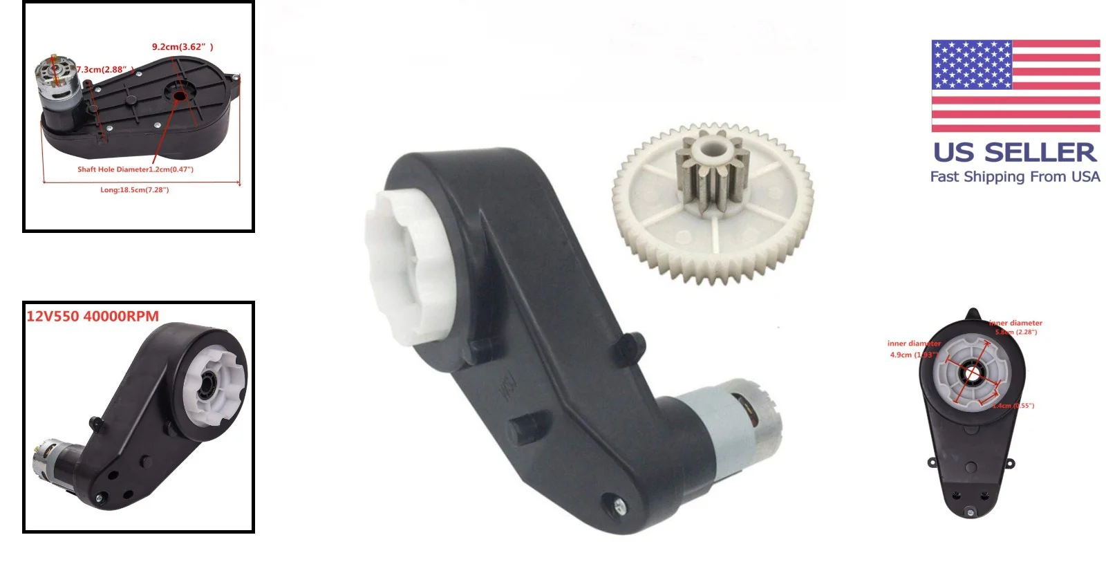 High Torque 12V DC Motor and Gearbox for Kids Ride-On Car 40000 RPM Upgrade - Image 2
