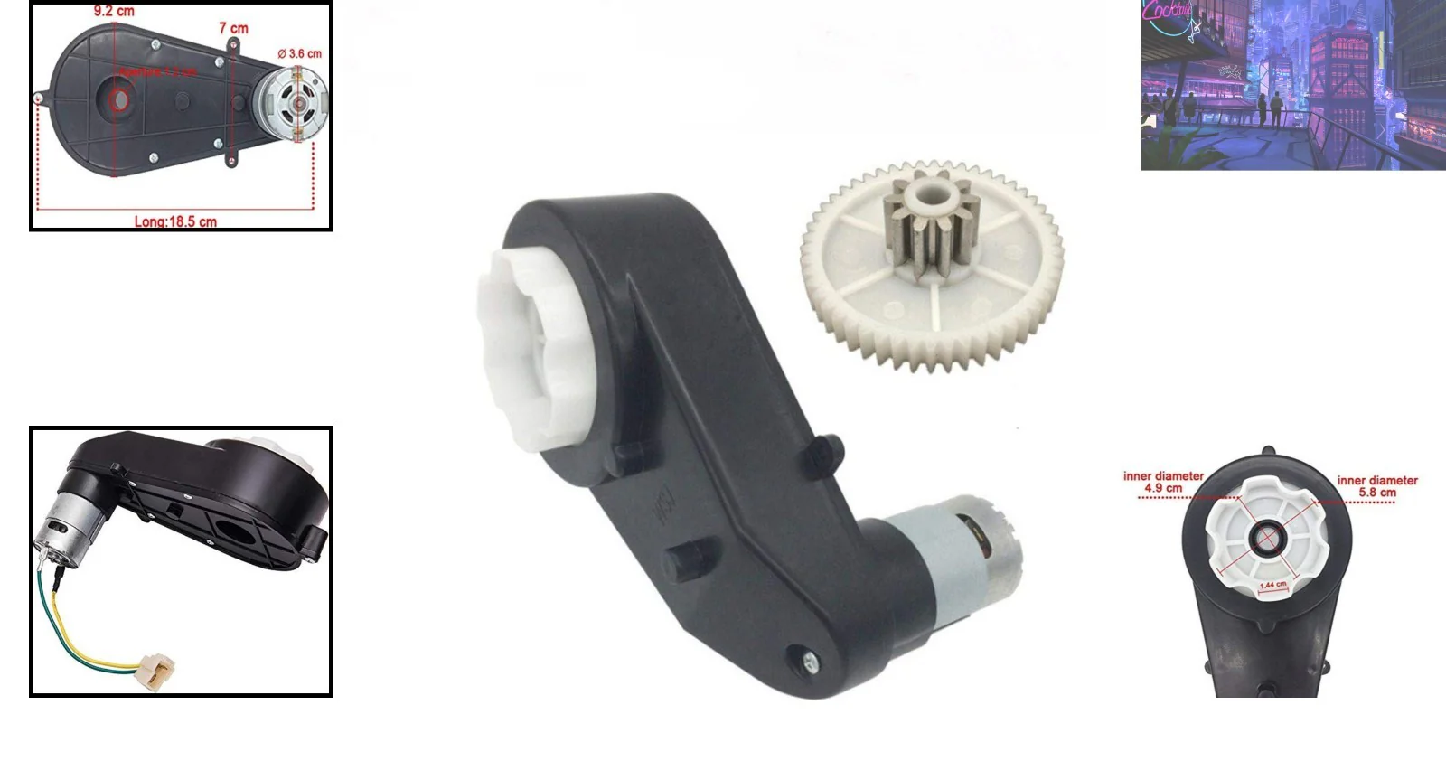 24V High Torque Electric Gearbox Motor for Kids Ride-On Vehicles - Image 2