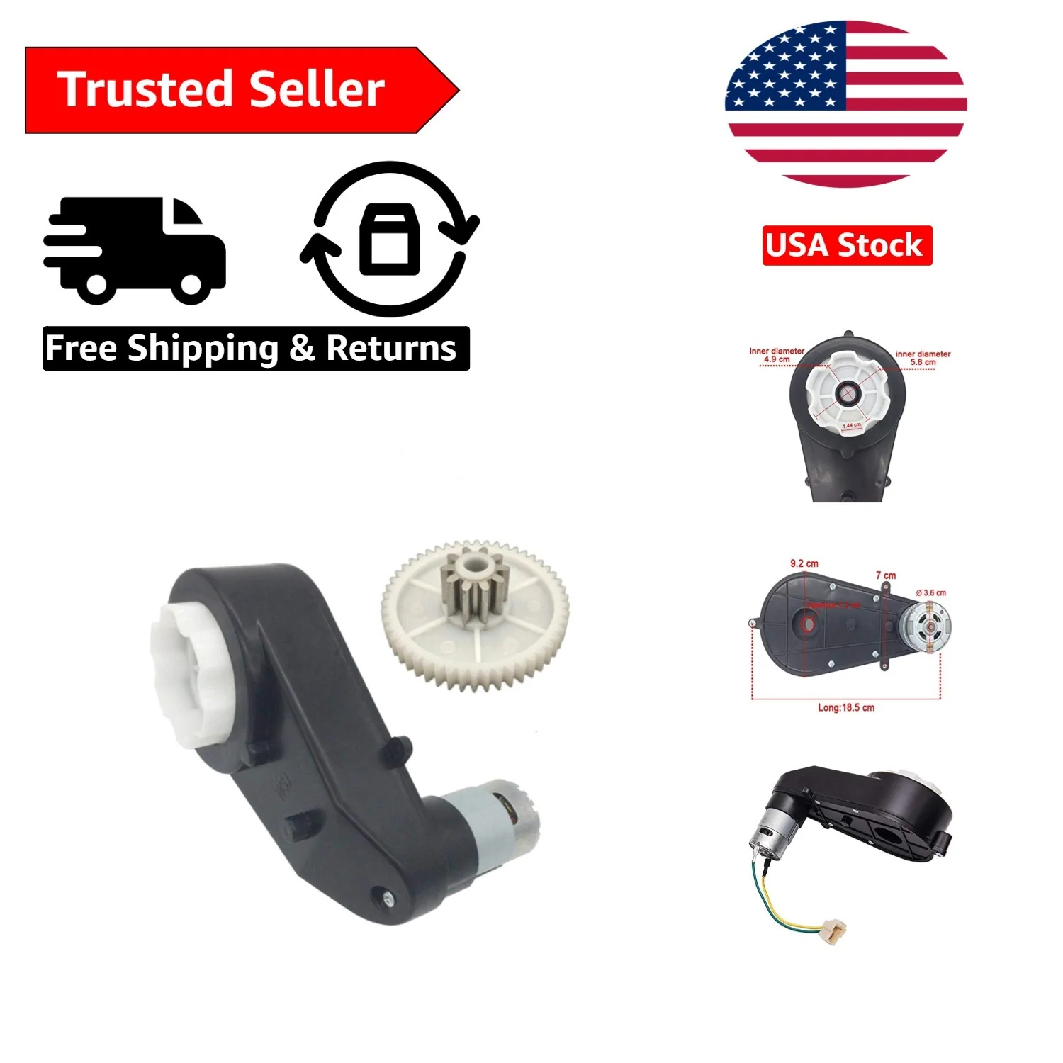 24V High Torque Electric Gearbox Motor for Kids Ride-On Vehicles - Image 9