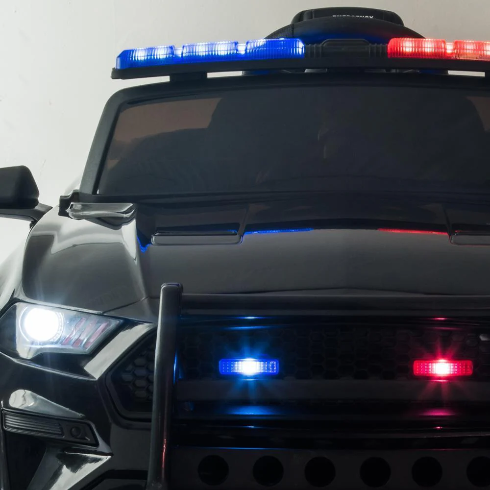 Highway Patrol Police Ride On Car Toy with Remote Control for Kids - Black - Image 6
