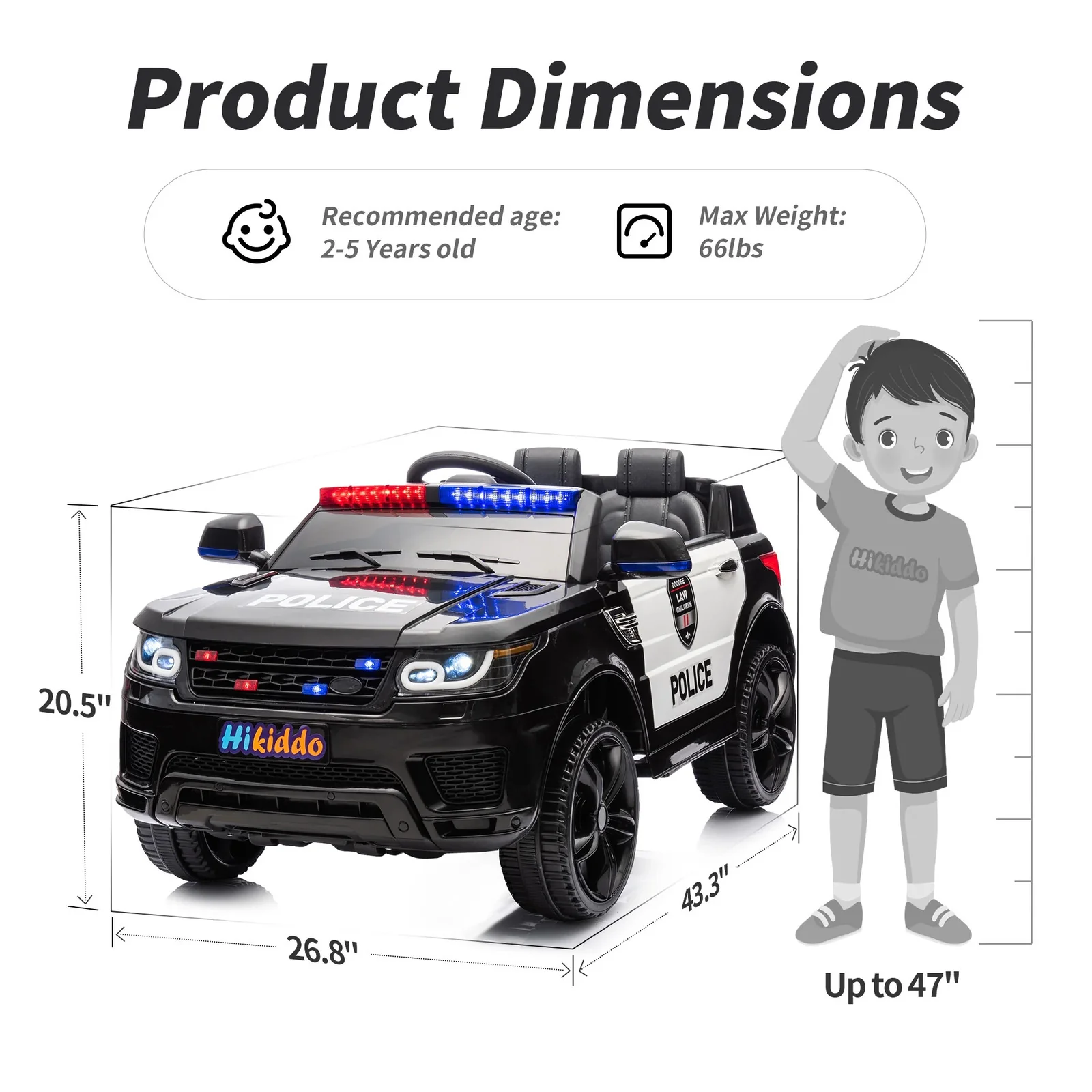 Electric 24V Police Ride-On Car for Kids with 400W Motor - Image 2