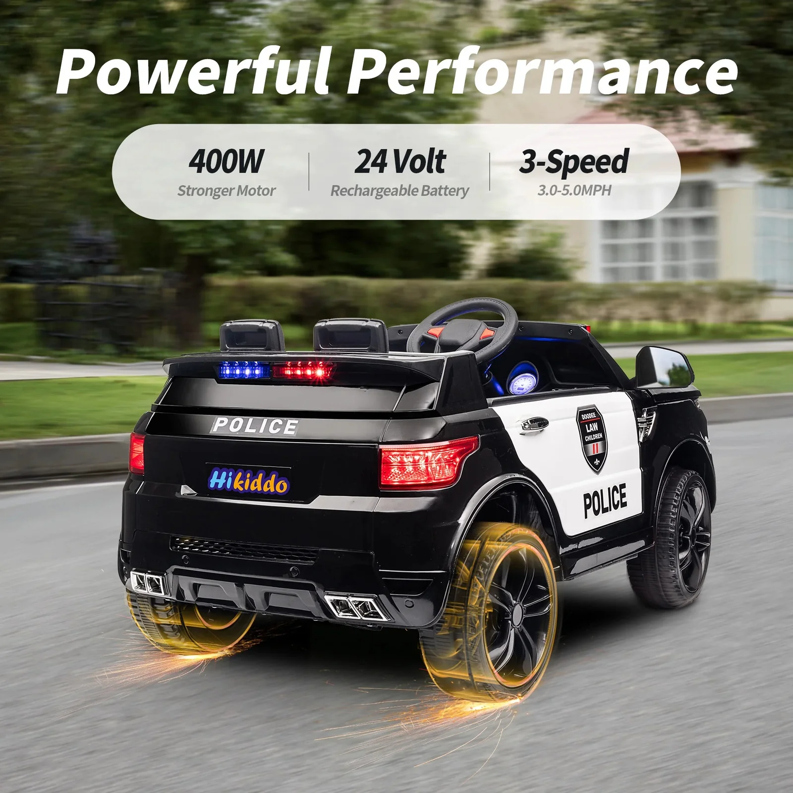 Electric 24V Police Ride-On Car for Kids with 400W Motor - Image 4