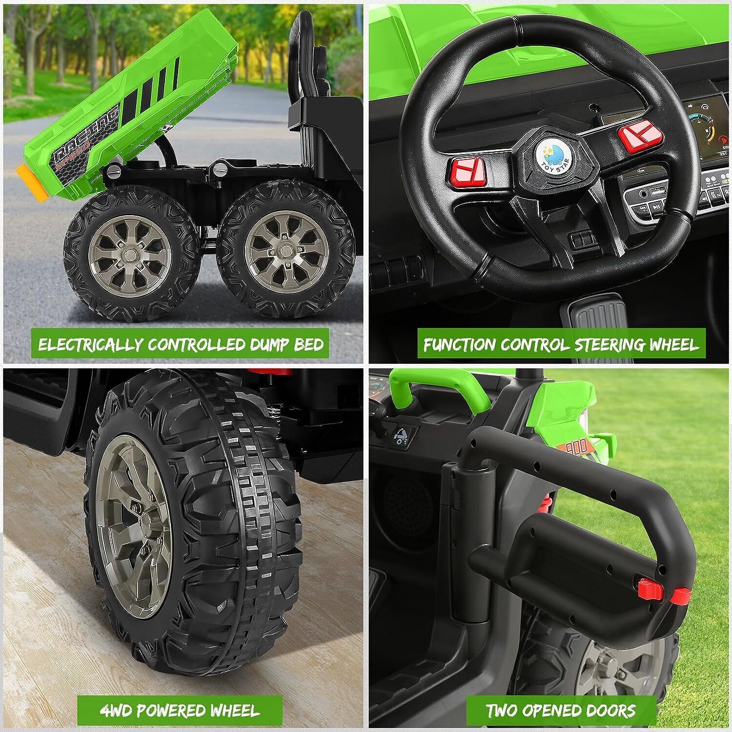 Hikole 24V 2-Seater Battery-Powered Kids Ride On Tractor with Dump Bed and RC Control - Image 24