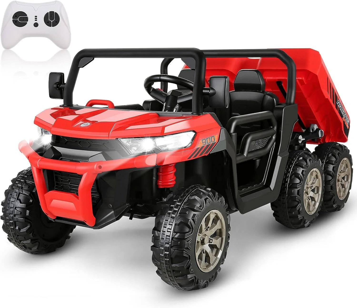 Hikole 24V 2-Seater Battery-Powered Kids Ride On Tractor with Dump Bed and RC Control - Image 6