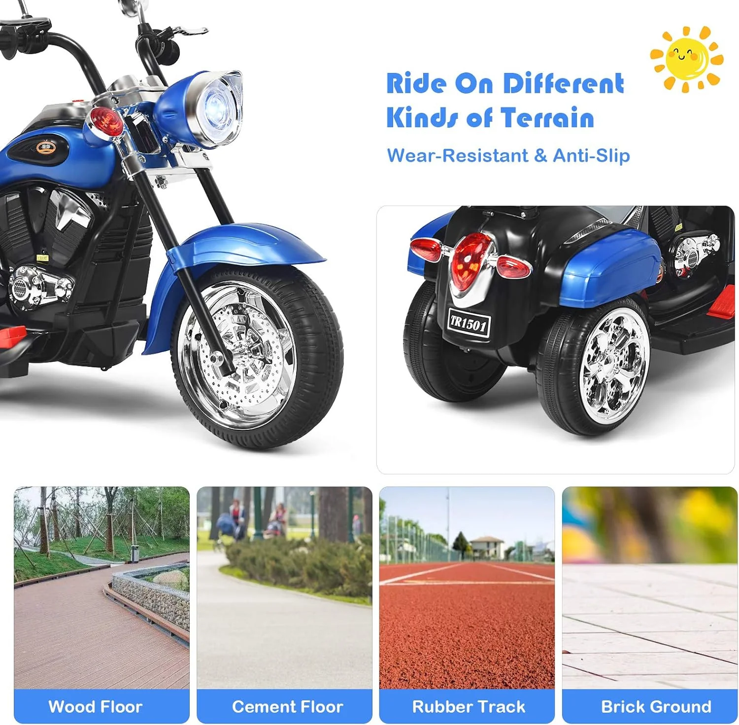 6V Battery-Powered Toddler Ride-On Chopper Motorbike for Kids - Image 4