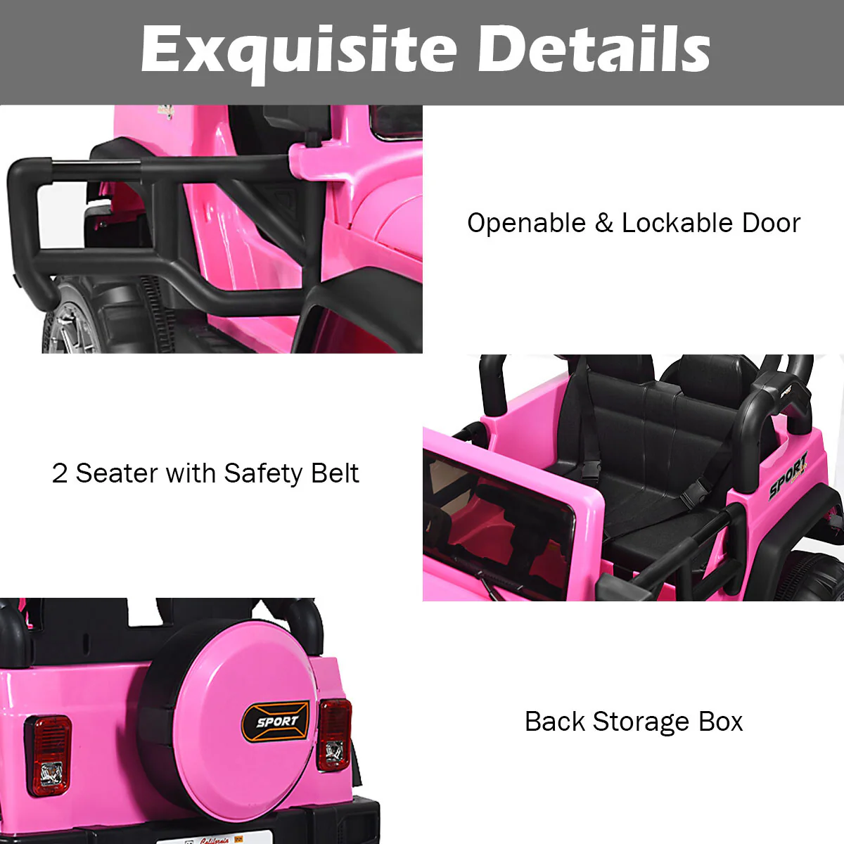 12V Electric Kids Ride-On RC Truck Car 2-Seater with Storage Pink - Image 11
