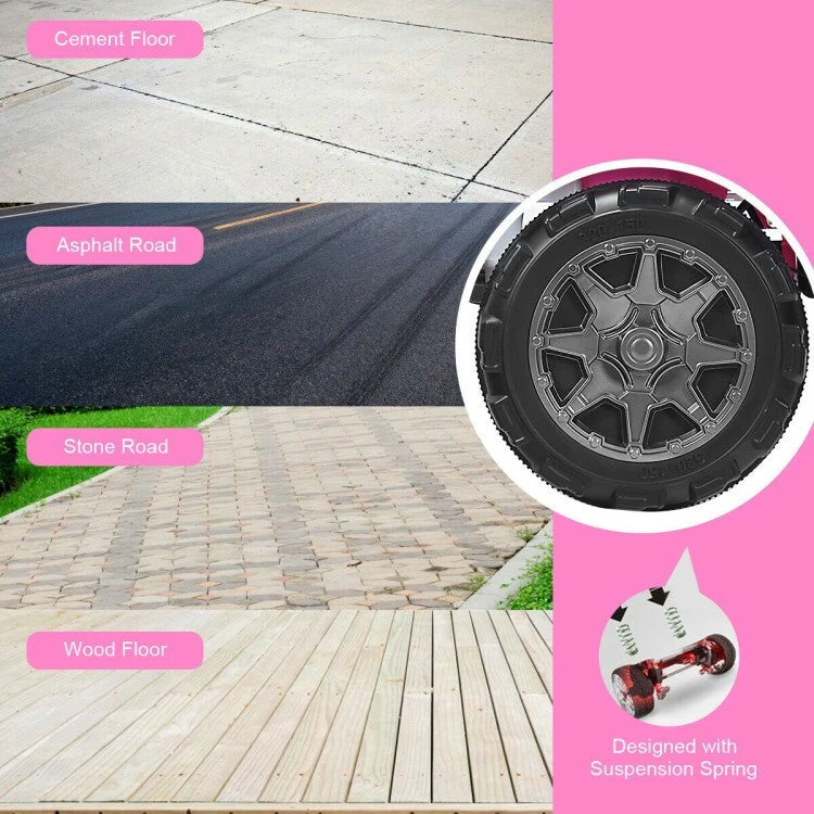12V Kids Electric Ride-On 2-Seater RC Truck with Storage Pink - Image 11