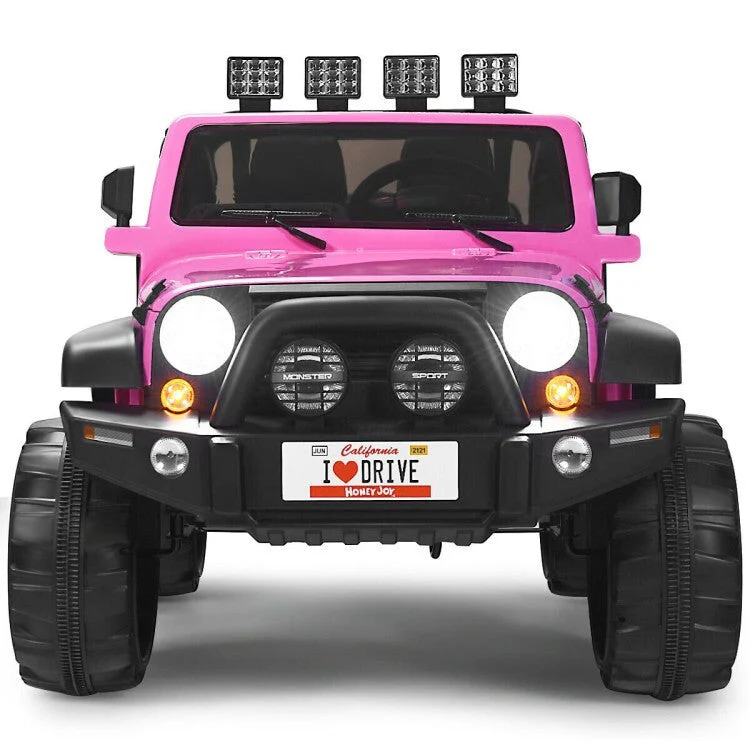 12V Kids Electric Ride-On 2-Seater RC Truck with Storage Pink - Image 6