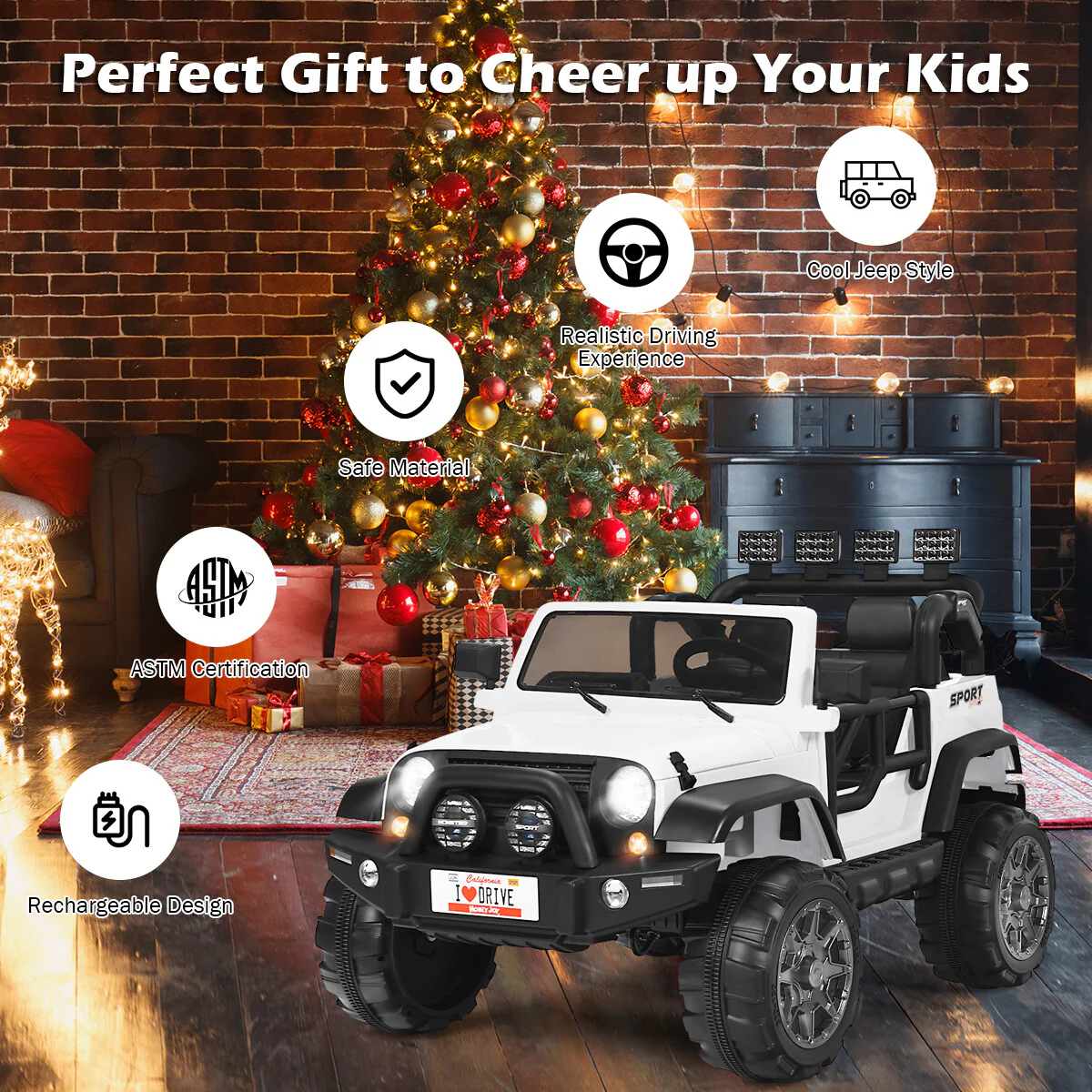 12V Electric 2-Seater Kids Ride-On RC Truck with Storage and Music - Image 5