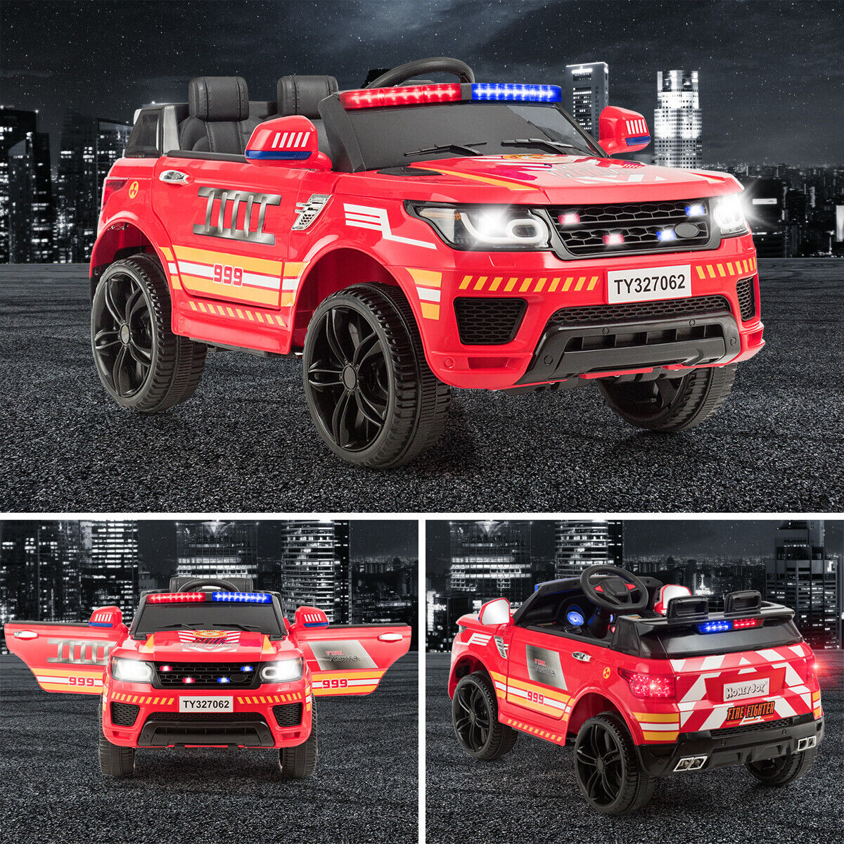 HoneyJoy 12V Kids Ride On Electric Truck with LED Lights in Red - Image 2