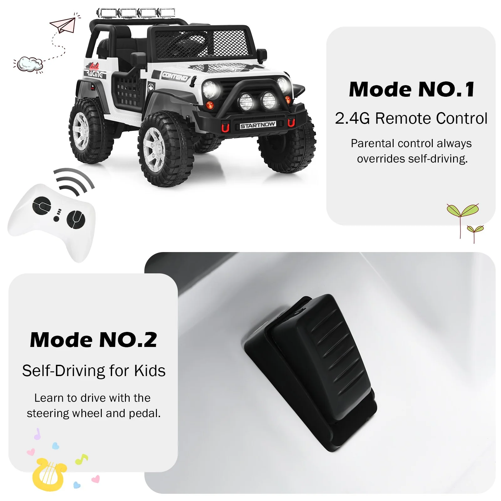 12V Kids Electric Ride-On Truck with Remote Control, Lights, and Music - Image 9