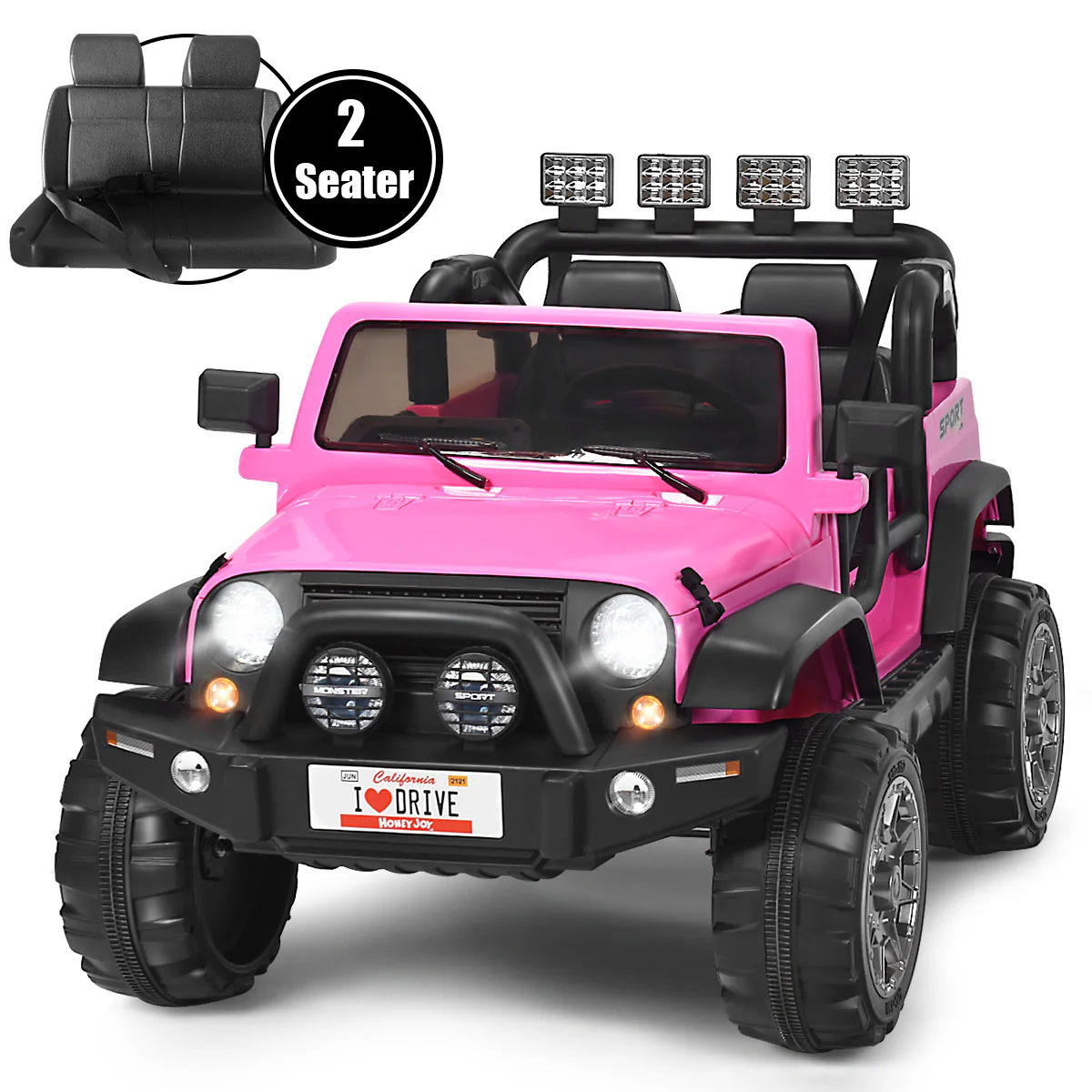 HoneyJoy 2 Seater Ride On Truck for Kids - 12V RC Electric Vehicle with Storage - Image 24