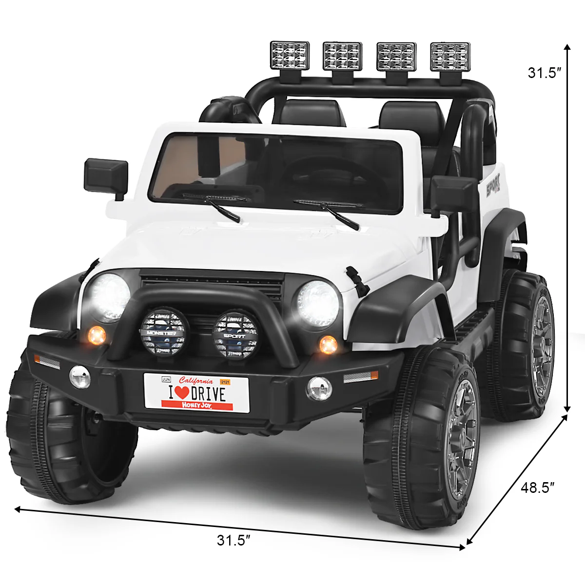 HoneyJoy 2 Seater Ride On Truck for Kids - 12V RC Electric Vehicle with Storage - Image 34