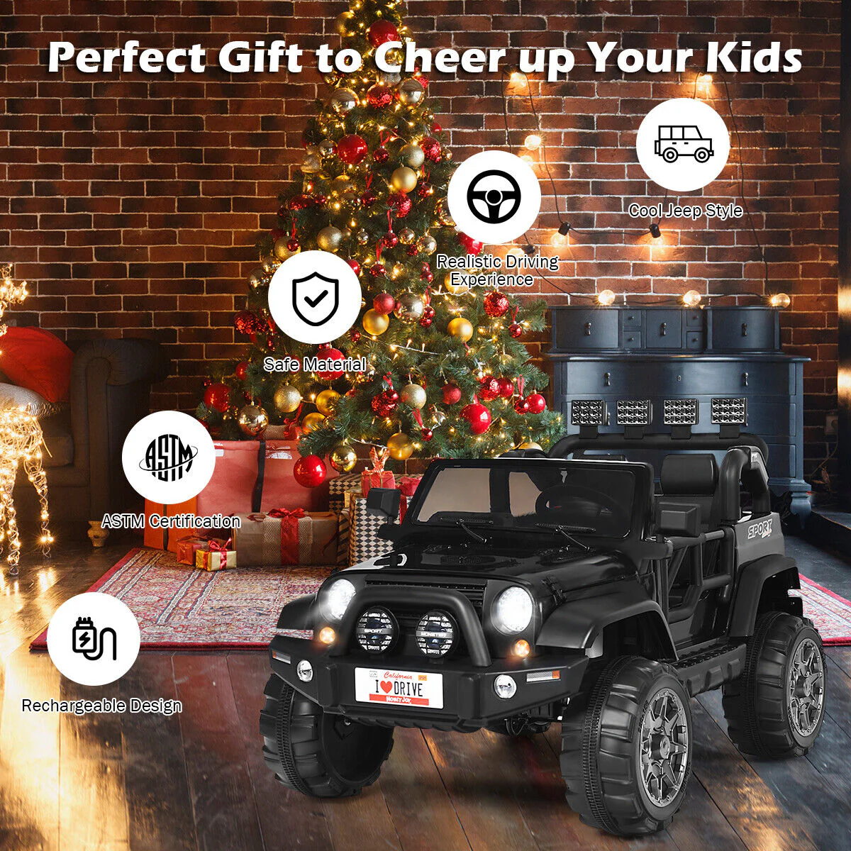HoneyJoy 2 Seater Ride On Truck for Kids - 12V RC Electric Vehicle with Storage - Image 6