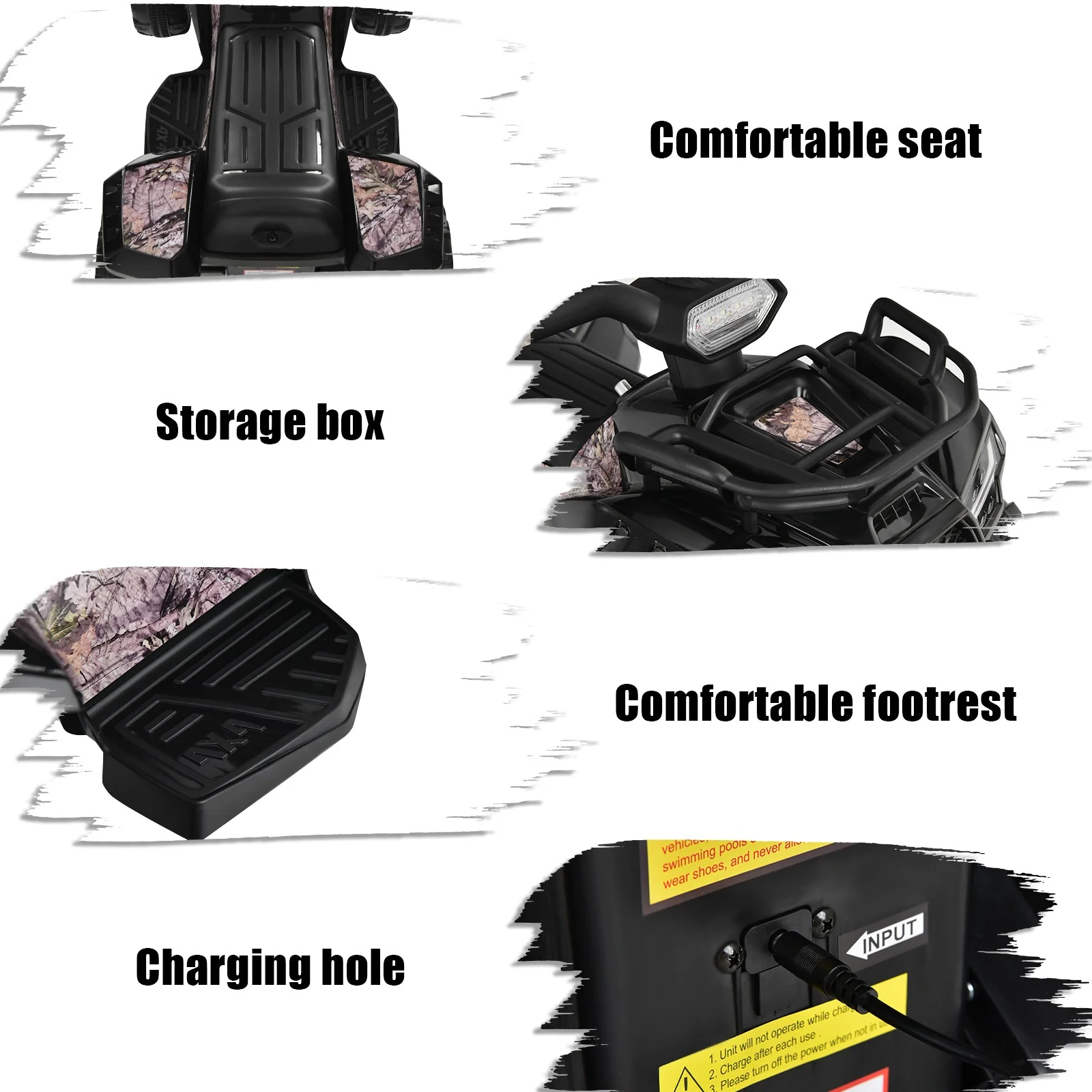 6V Electric Kids ATV Ride-On Toy Car for Toddlers with MP3 and LED Lights Black - Image 10