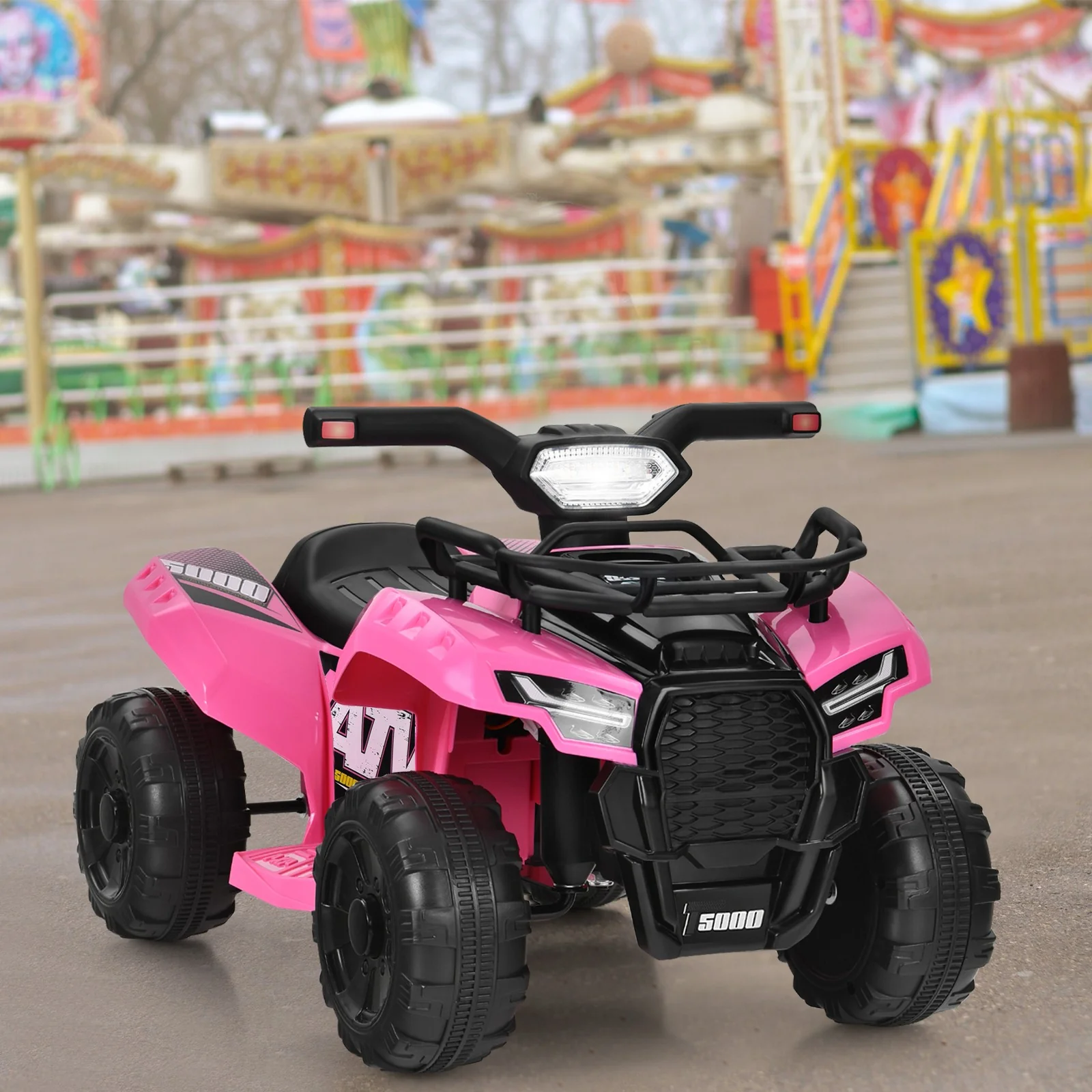 6V Electric Kids ATV Ride-On Quad Toy Car with MP3 and LED Lights Pink - Image 3